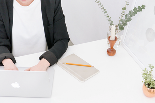 woman sitting at desk